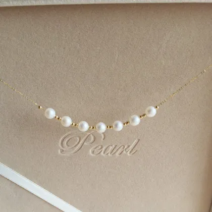 Exquisite 18K Gold Chain Women Jewelry Real Pearl Necklace