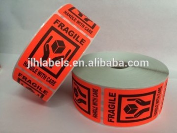 2x3 Red fluorescence FRAGILE HANDS HOLDING BOX Stickers 1000 Labels