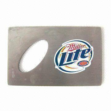 Credit card Bottle Opener with Thickness of 2mm and Satin Finish, Measuring 5.4 x 8.5cm