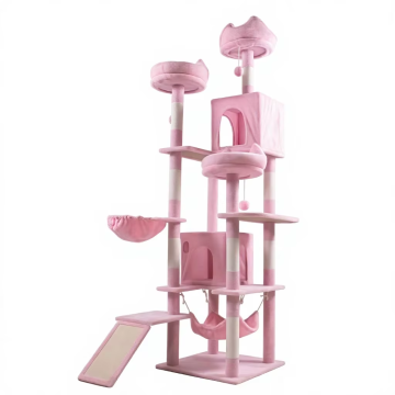 キャットツリータワースクラッチパッド高級木製屋内多層クライミングコンドミニアムスリーピングネストアクティビティセンターモダンカートン