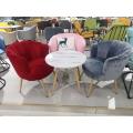 Modern Red Velvet Fabric Dining Chair Coffee Table Customized Restaurant Hotel Furniture Factory