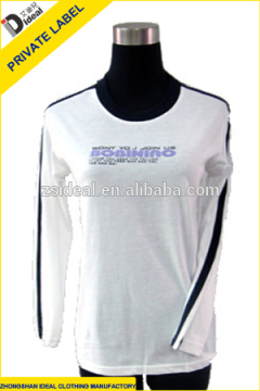 Promotion ladies cotton jersey long sleeve O-neck t-shirt