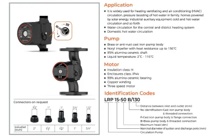LEO LRP Series Circulation Pump - Pressure Boosting Water Pump for Hot Water