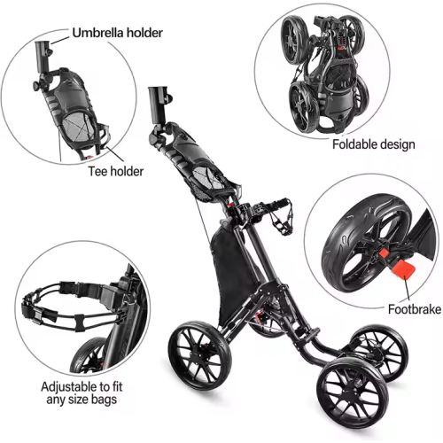 Affordable Foldable Golf Push Trolley 4 Wheels