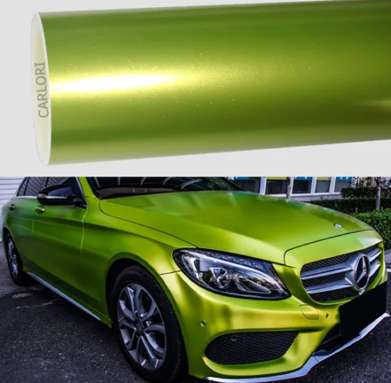 satin metallic lemon green car wrap vinyl