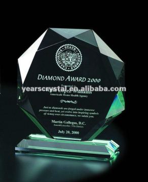 optic crystal jade glass trophy and awards with beveled for souvenir and gift(R-0895