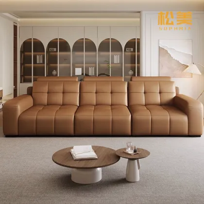 Sleek Italian Minimalist Lawrence Leather Sofa