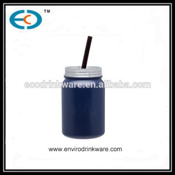 stainless steel mason jar with straw
