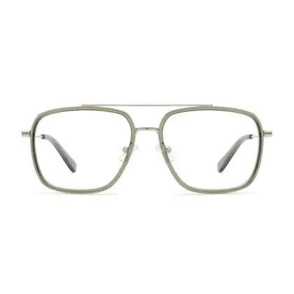 Best Customized Logo Double Bridge Transparent Green Acetate Eye Glasses Frame Optics Eyewear