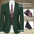 WYWK 2 Piece Men's Suit Wedding Party-Dark Green-XS