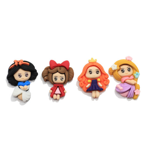 100Pcs Kawaii Resin Cartoon Princess Flatback Anime Character Girls Figurines Bow Embellishment Hair Bow Center Jewelry Crafts