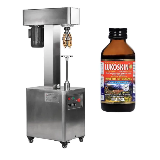 Machinery Screw Lock Aluminum Glass Bottle ROPP Vial Capping Machine" could be shortened to "Aluminum Glass Bottle Capping Machine" for a more concise and SEO-friendly title. However, if you want to keep the specific details, "Screw Lock Aluminum Glass Bo