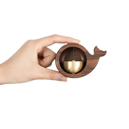 Vintage Japanese Copper Bell Wind Chime - Wood & Brass Fridge Magnet