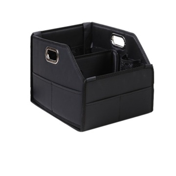 30L Waterproof Leather Car Trunk Storage Box with Handle Foldable Organizer