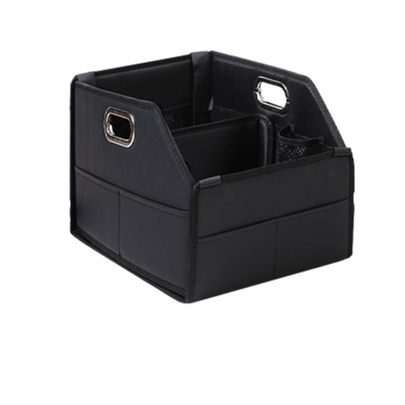 30L Waterproof Leather Car Trunk Storage Box with Handle Foldable Organizer