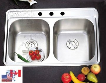 50/50 North America Standard Topmounted Double Bowl Kitchen Sinks