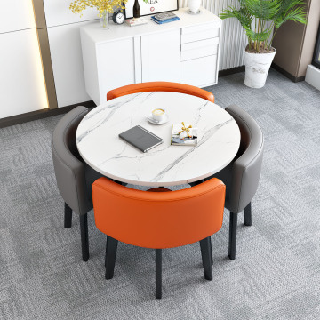Modern Casual Solid Wood PU Leather Office and Dining Room Furniture Set
