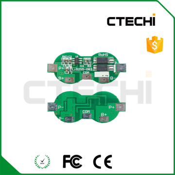 Protect circuit board PCM on top for li-ion 2S battery packs