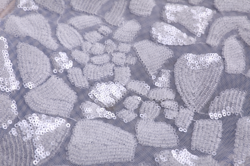 3mm Chalk White Sequin Embroidery Fabric