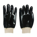 Black PVC coated gloves cotton linning smooth finish