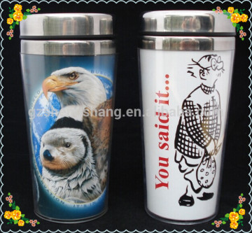 16OZ Bpa free promotional design mug with outside plastic