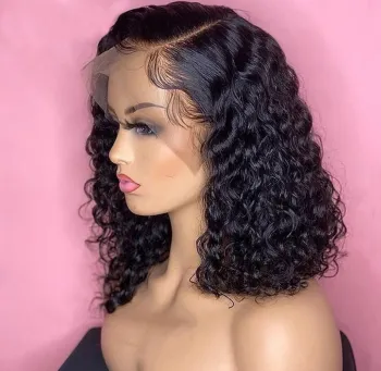 Short Curly Bob Lace Front Human Hair Wigs With Baby Hair Brazilian 13x4 Lace Front Wig For Women Deep Wave Wig Pre Pluck