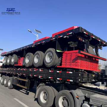 80T Flatbed Carrier Container with 3/4/5 Axles New Steel Cargo Semi-Trailer