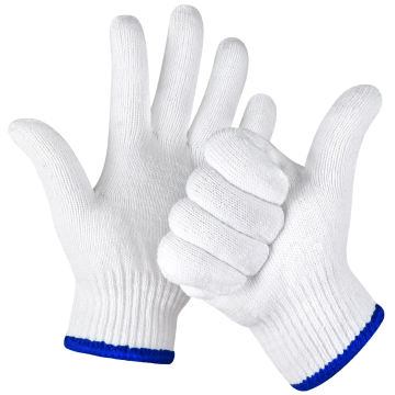 Wholesale 7/10 Gauge White Cotton Knitted Work Gloves for Construction Safety