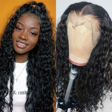 Brazilian Water Wave 360 Lace Human Hair Wigs 360 Full Lace Wigs With Baby Hair Pre Plucked Natural Hairline 150% Remy Hair