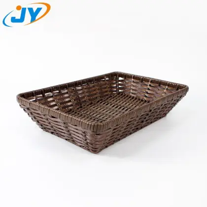 handmade pp rattan brown bread basket