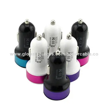 Dual USB Port In-car Charger Adapter for iPhone and Samsung, Lightweight