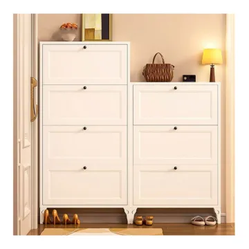 Modern Durable 4-Tier Metal Shoe Cabinet: Space-Saving Organizer with Cover for Home Furniture and Entryway Closet
