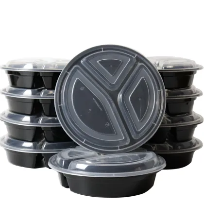 takeaway bento box round food containers compartment plastic disposable food storage meal prep containers