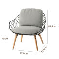 Restaurant Solid Wood Leg Metal Frame Dining Chair Garden Coffee Lounge Leisure Chair With Cushion