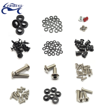 Motorcycle Fairing Thread Anchor Screws, Hex Bolts, and Nut Set for Ninja 250 (2008-2012) - OEM Fit - FBTKA009