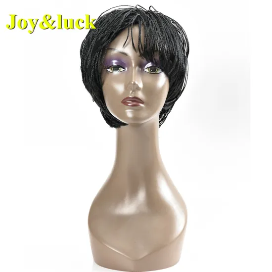 Wholesale Price Black Color Bob Braid Wig African Ladies Hair for Black Women Natural Short Box braided Wig Synthetic Hair Wigs