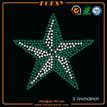 Green Star hot fix stone designs