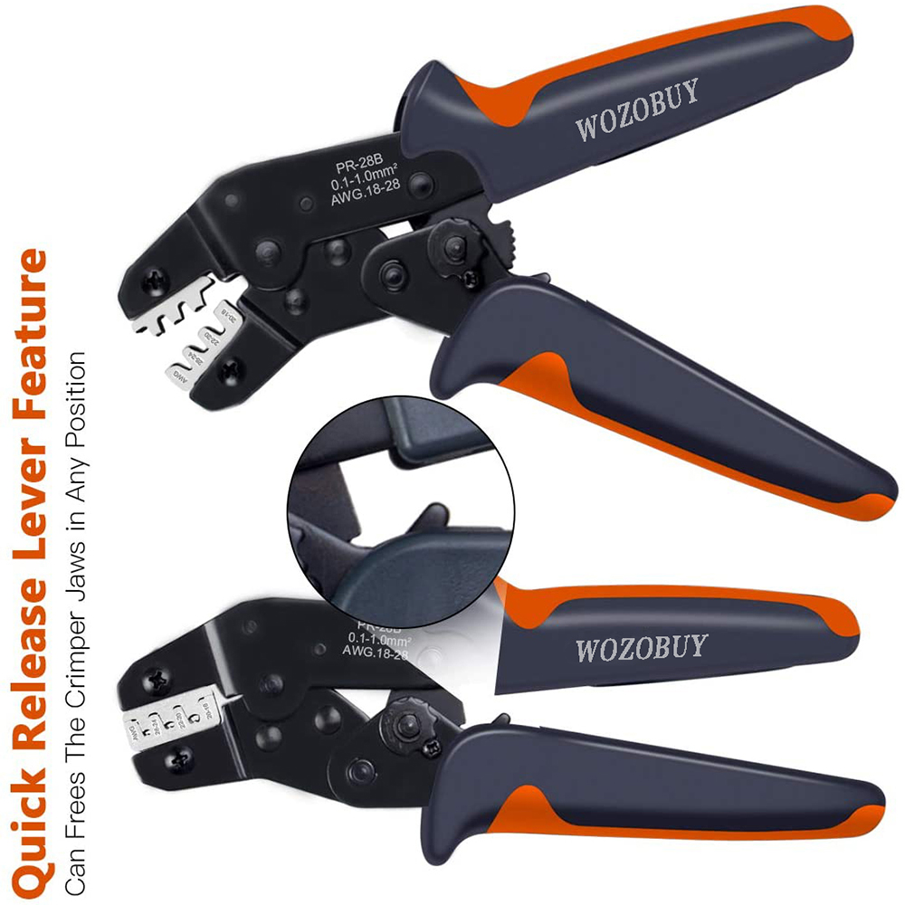 SN-28B Crimping Tool, Self-Adjusting Ratcheting Crimper Tool for AWG 28-18 (0.1-1.0mm²) with 1550PCS Dupont Pins Crimper pliers