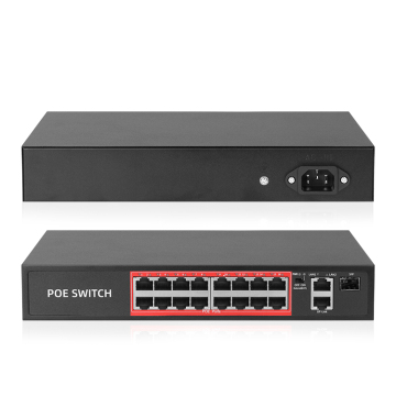 16 Port IEEE 802.3af/at PoE Switch for IP NVR Systems