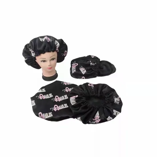 Low MOQ Private Label Sleep Bonnet Custom Hair Silk Satin Bonnets With Logo Stain Head Wrap