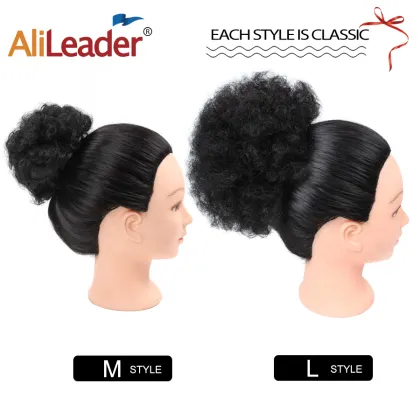 AliLeader High Temperture Fiber Hair Bun Afro Curly Chignon For Women Synthetic Large Chignon