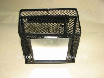 Functional mesh magnetic pen holder with mirror