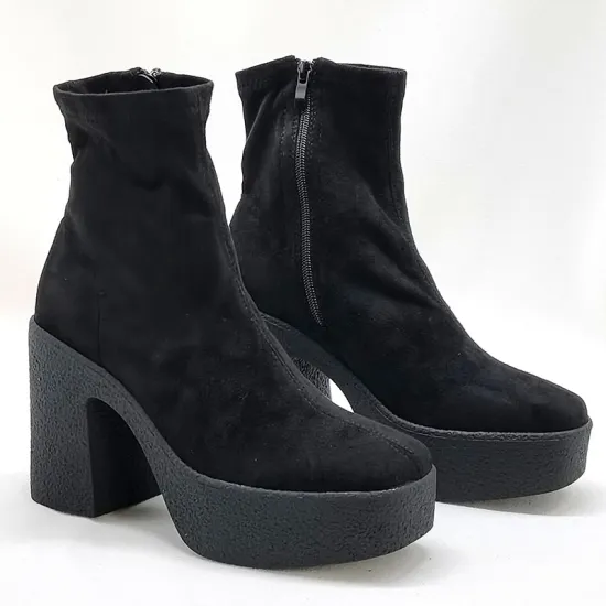 2022 New Black High-heeled Suede Ankle Boots for Winter