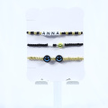 Ferrous, glass beads, personalized bracelet set