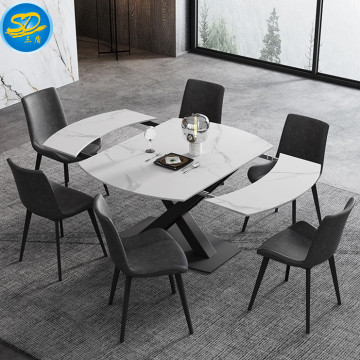 Modern Simple Style Functional Rectangular Marble Top Dining Table and Chair Set