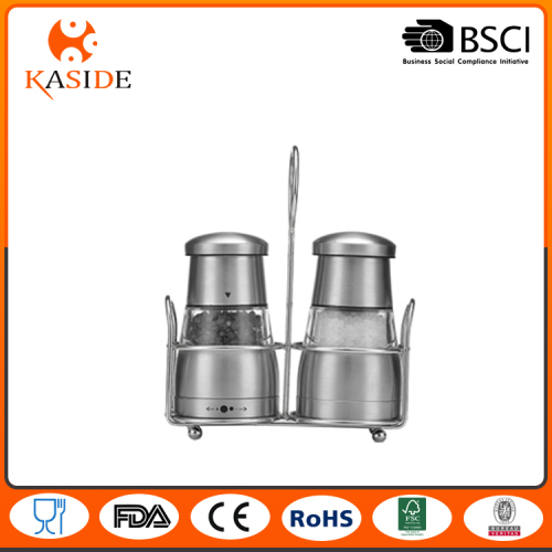 New Fashion Stainless Steel Manual Pepper Mill with Metal Stand