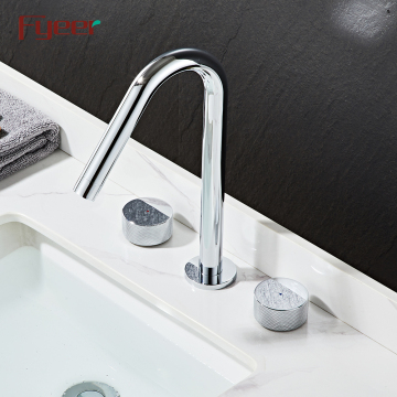 Fyeer Double Handle Goose Neck Widespread Bathroom Faucet
