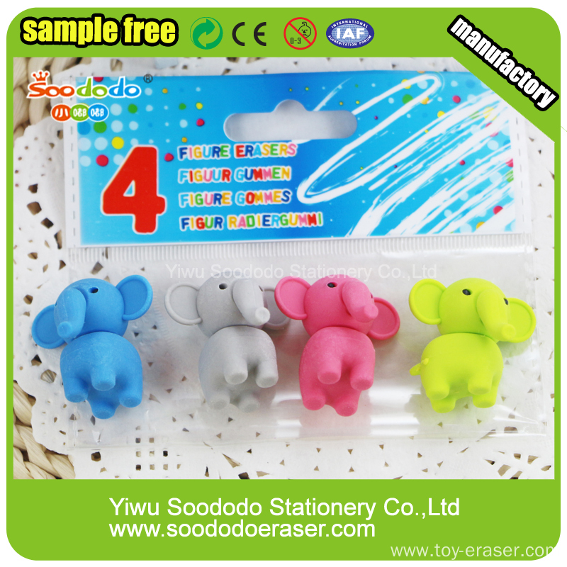 cute elephant animal erasers puzzle eraser rubber China Manufacturer