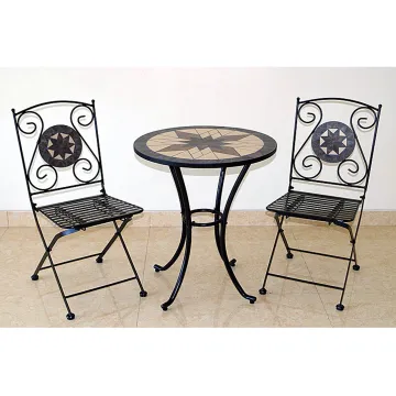3 Piece Outdoor Garden Patio Mosaic Table and Chairs Bistro Set