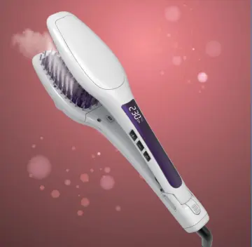 OEM factory straightener brush electric steam hair straightener brush LCD display comb